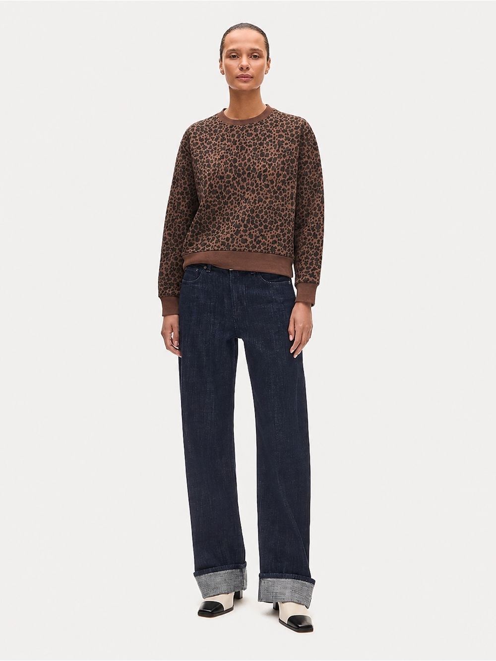 J. Crew Crewneck Leopard Print Pullover Sweatshirt Size Small Womens *a